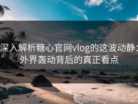 深入解析糖心官网vlog的这波动静：外界轰动背后的真正看点